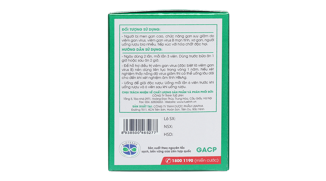 Giải Độc Gan Tuệ Linh hỗ trợ giải độc gan, hạ men gan hộp 60 viên