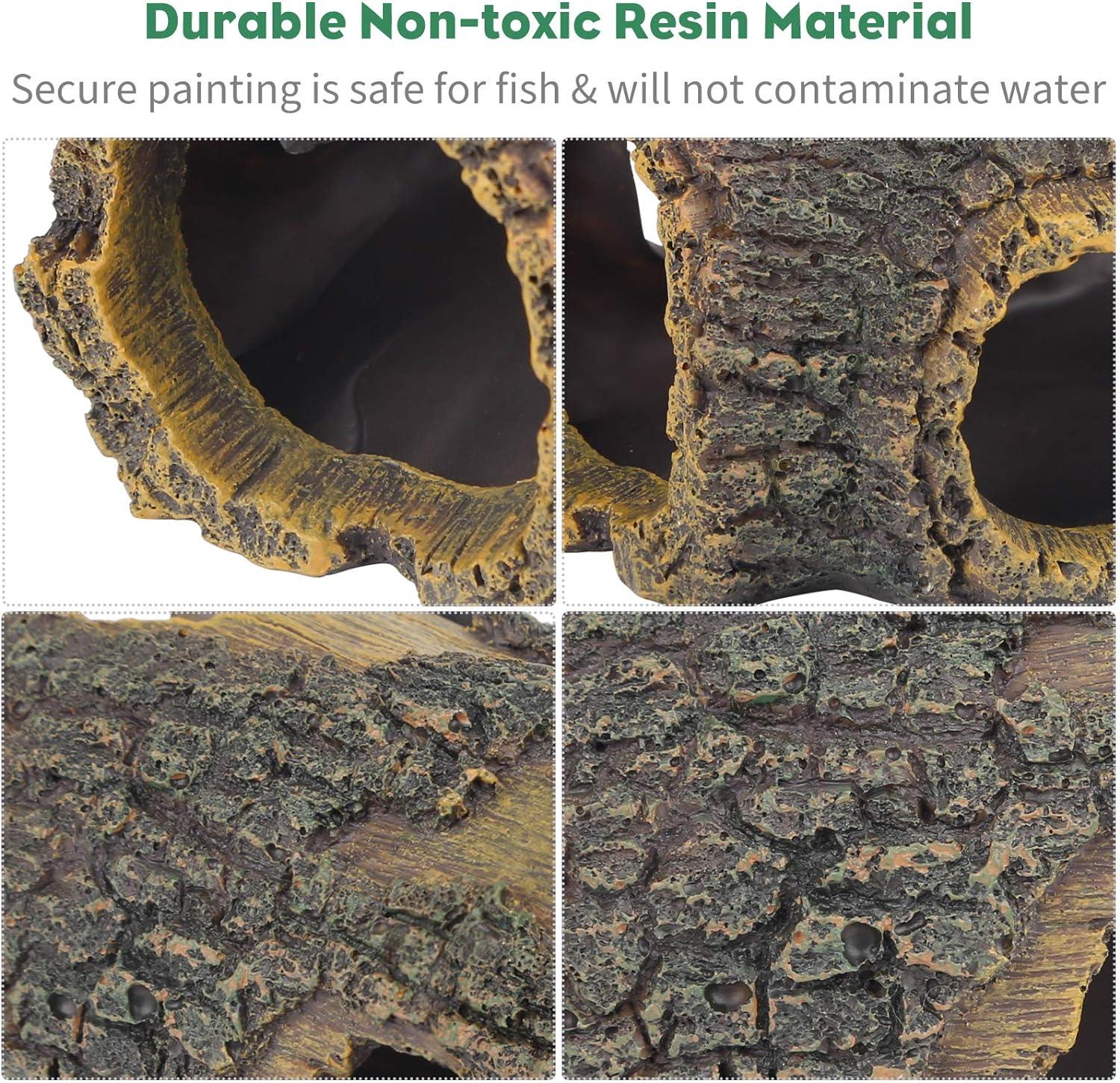 Đồ trang trí hồ cá nhựa cây Trunk House Hideout Hang nơi trú ẩn cho cá nhỏ tôm trong bể cá décor Halloween Décor