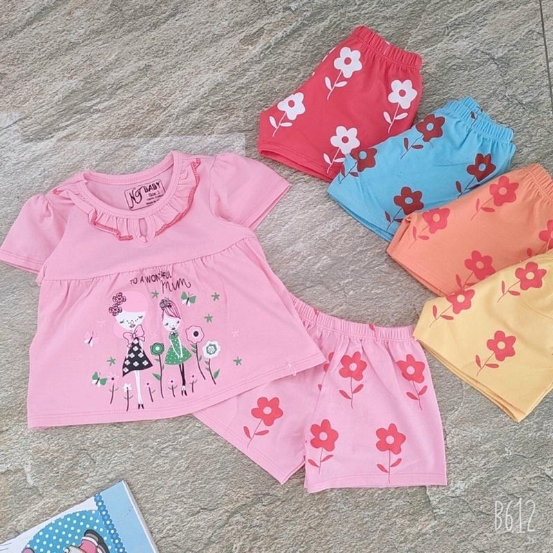 Bộ cộc tay bé gái size nhí chất cotton co giãn 4 chiều