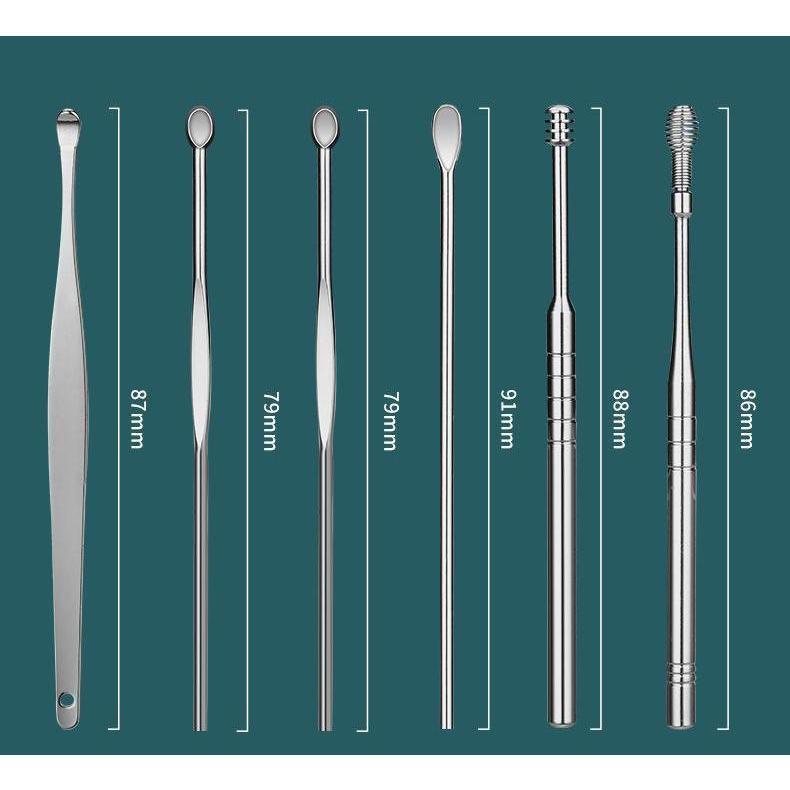 Bộ Dụng Cụ Ráy Tai, Vệ Sinh Tai Băng Inox 6 Món