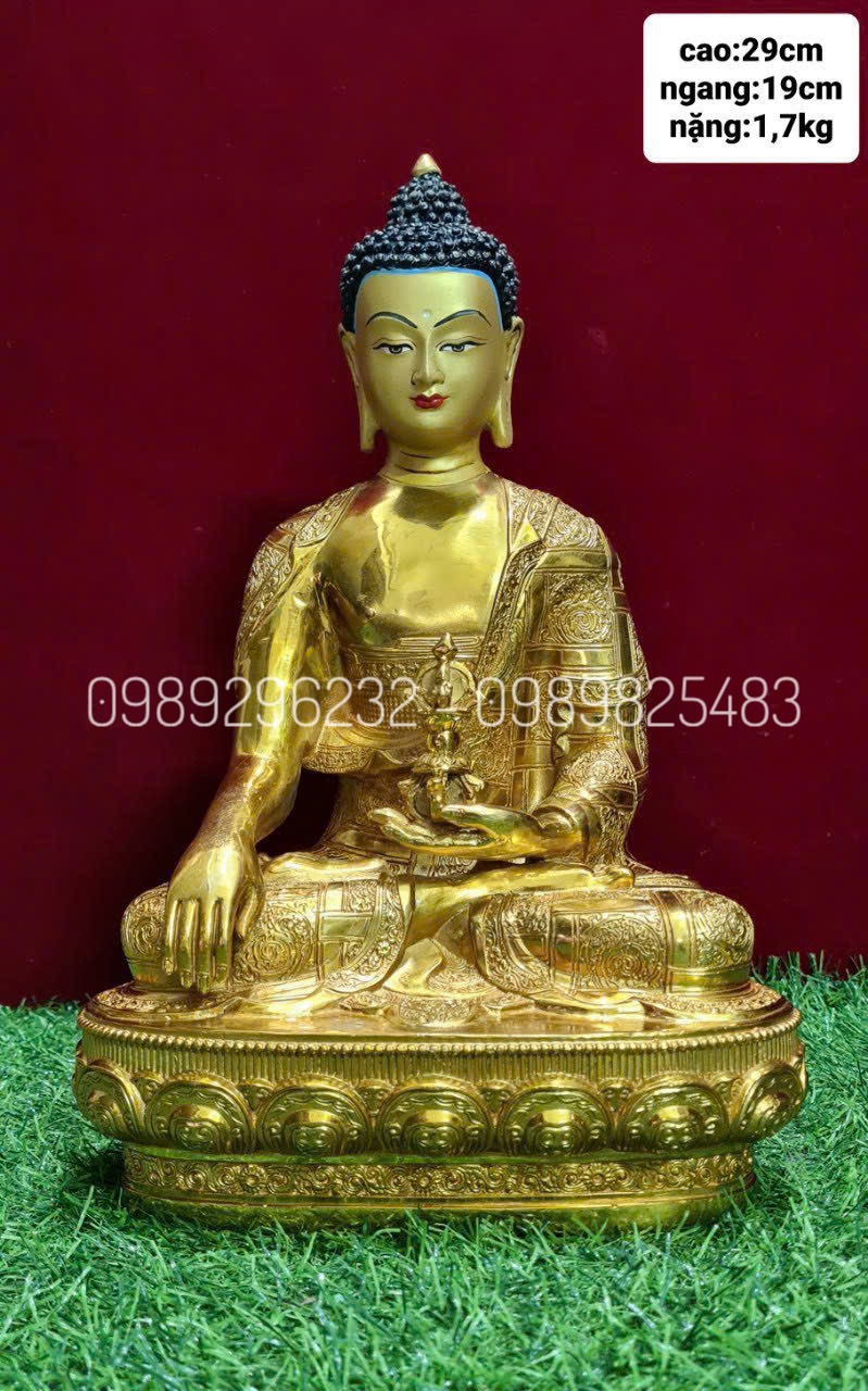 Tượng đồng Phật Thích Ca Mâu Ni đồng vàng đẹp - Tôn tượng Thích Ca cao 29cm