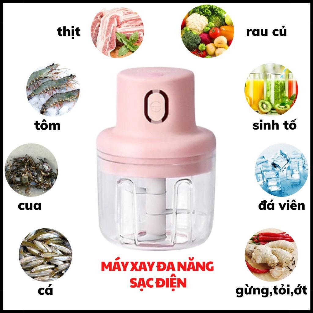 Máy Xay Mini Sạc Điện, Xay Thịt Ớt Hành Tỏi Rau Củ Quả Cầm Tay Siêu Tiện Lợi