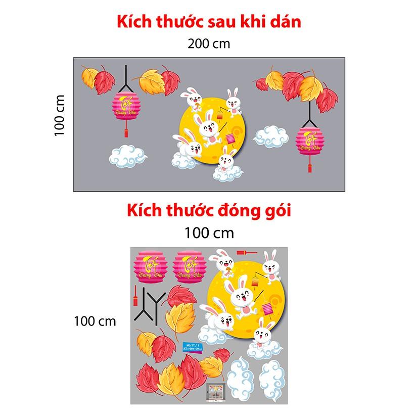 Decal trang trí trung thu 2021 combo bé đón Trung Thu