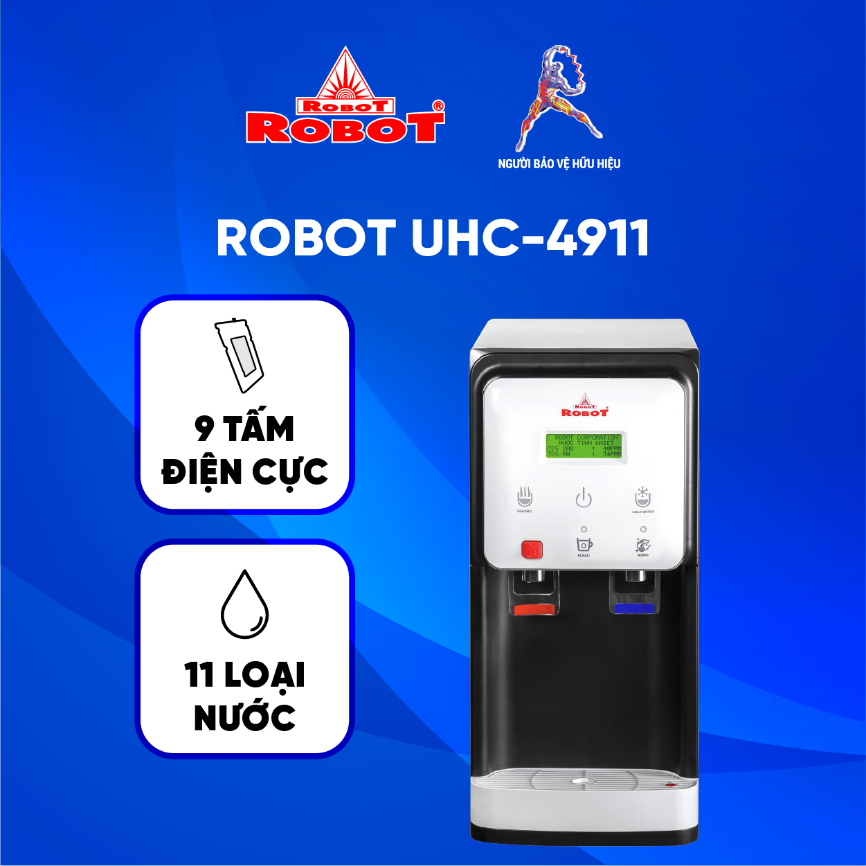 Máy Lọc Nước Điện Giải Robot Nóng Nguội Lạnh UHC - 4911 - Hàng chính hãng