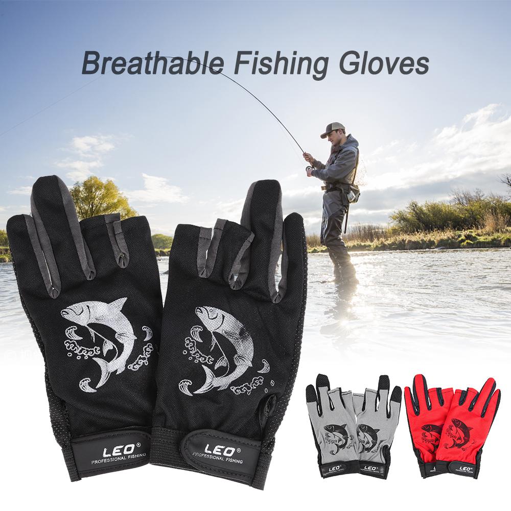 Đôi găng tay 3 ngón thoáng khí, làm khô nhanh dùng để câu cá, thể thao ngoài trời, đi xe đạp, cắm trại - màu Đỏ