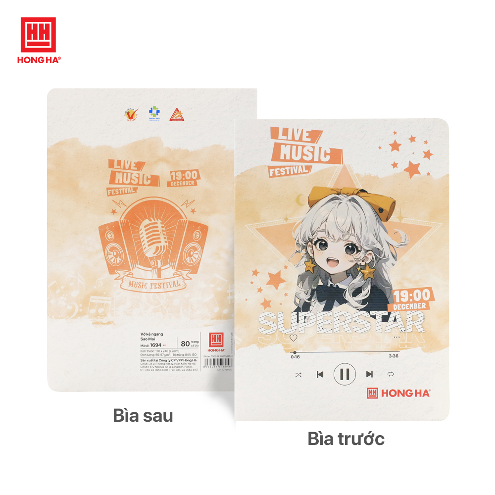 Vở kẻ ngang 80 trang Hồng Hà Sao Mai Live Music - 1694