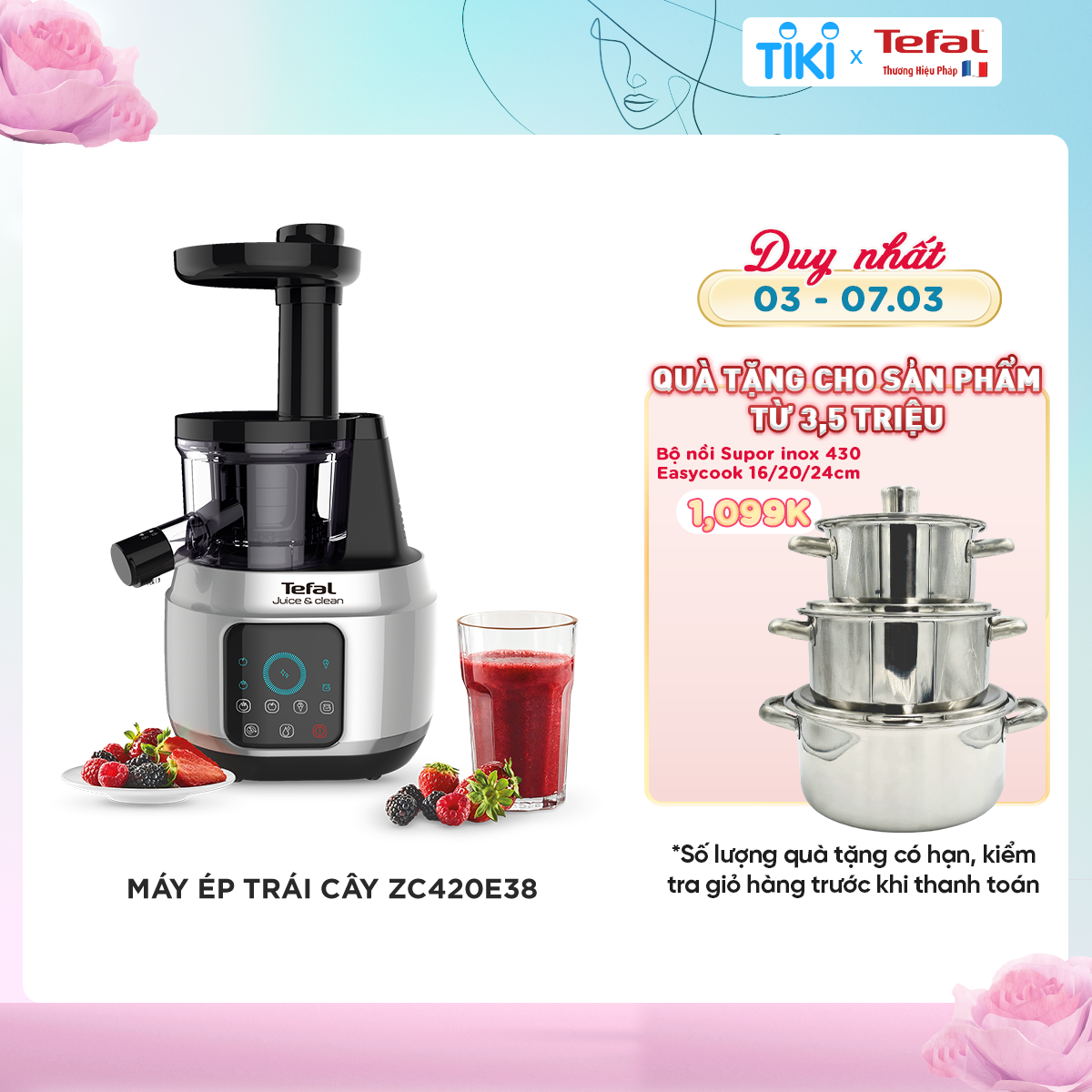 Máy ép chậm Tefal ZC420E38 - Hàng chính hãng