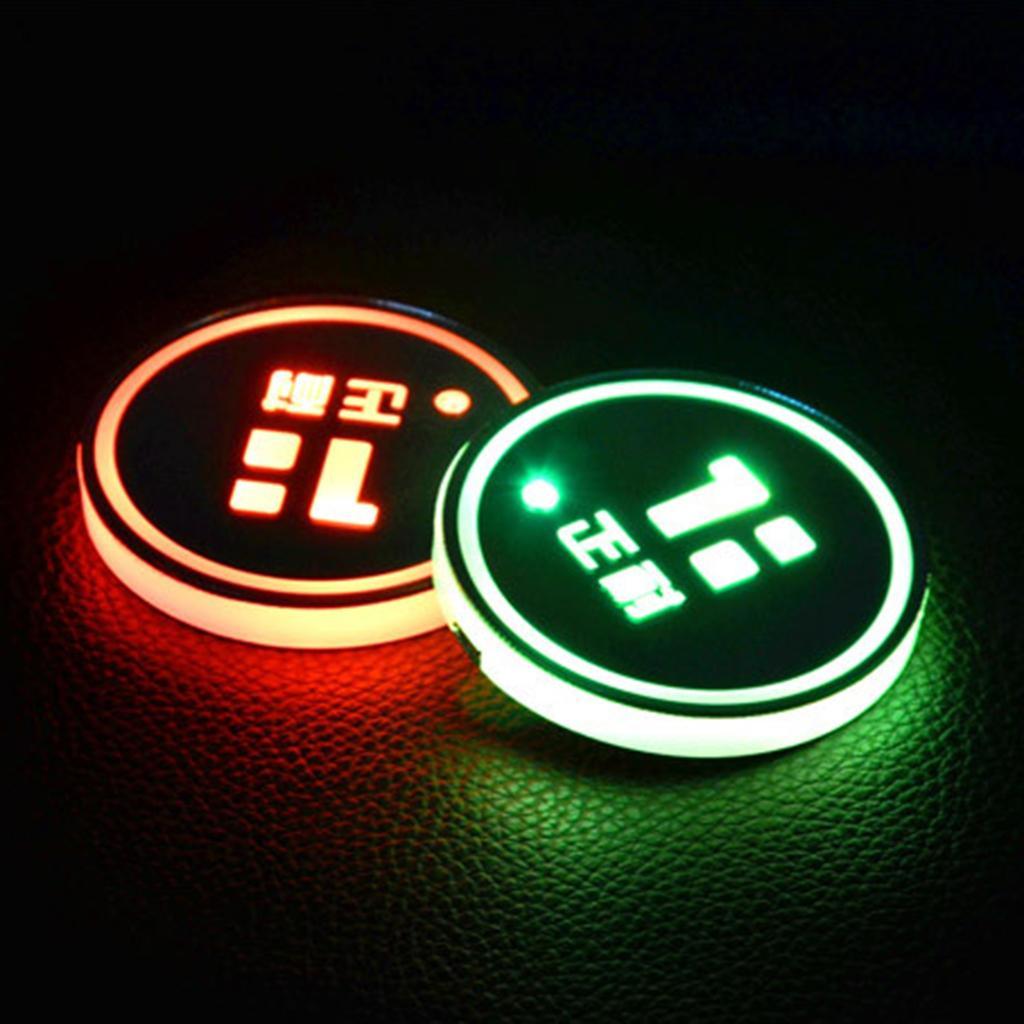 2 Pieces LED Car Cup Holder Pad Mats For Car Auto Atmosphere Lights Colorful