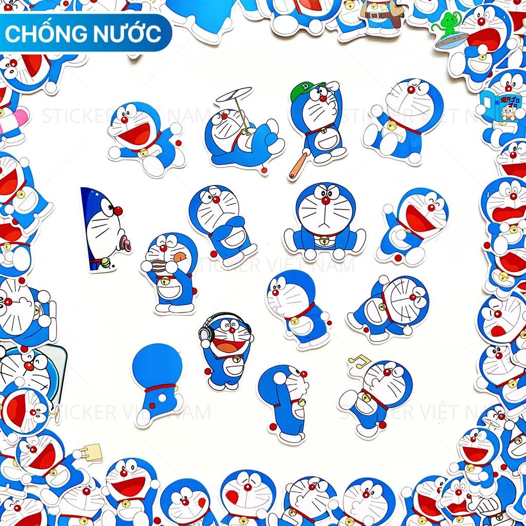 Sticker in hình Doraemon - Mèo Máy Thông Minh - Dán Trang Trí - Chất Liệu PVC Cán Màng Chất Lượng Cao Chống Nước, Chống Nắng, Không Bong Tróc Phai Màu