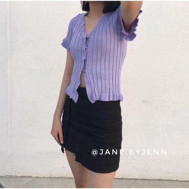 Áo jennie tím khuy giữa