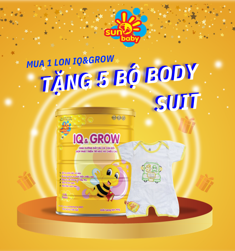Sữa IQ&Grow giúp bé phát triển chiều cao và trí não 900g Sunbaby