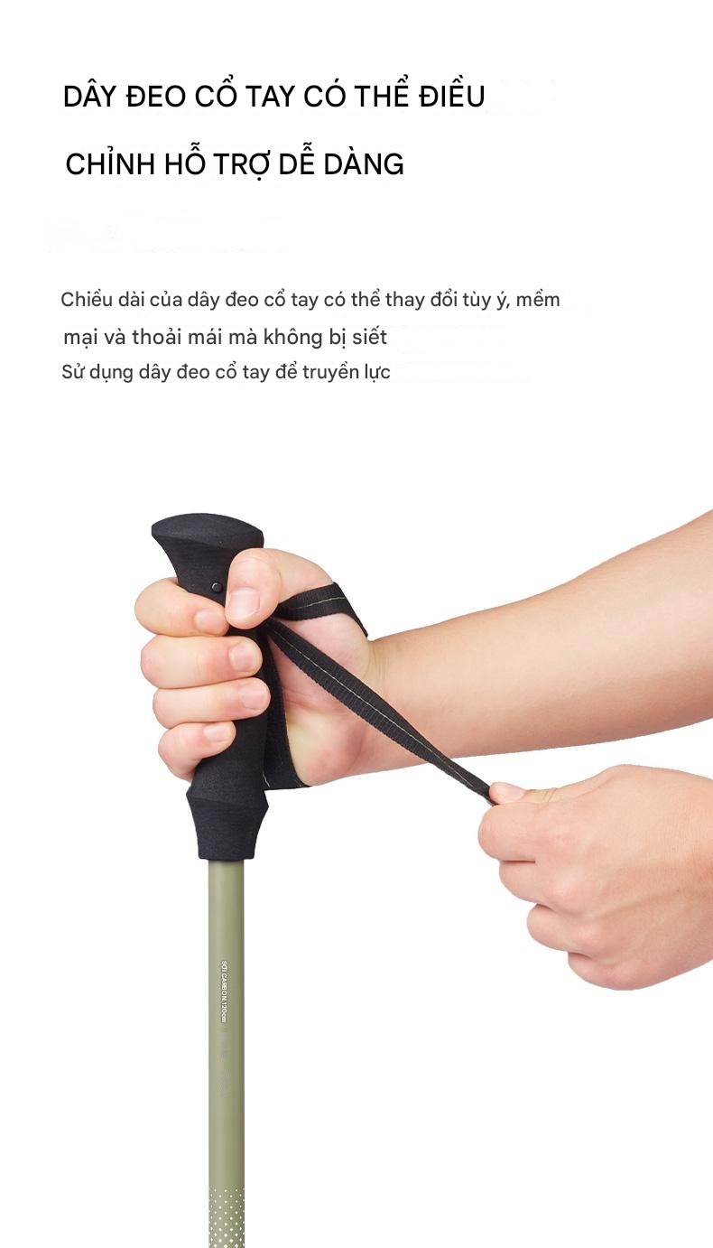 Gậy Leo Núi Trekking Sợi Carbon Siêu Nhẹ Naturehike CNK2300DS010 Gậy Hiking Đi Bộ 135 cm