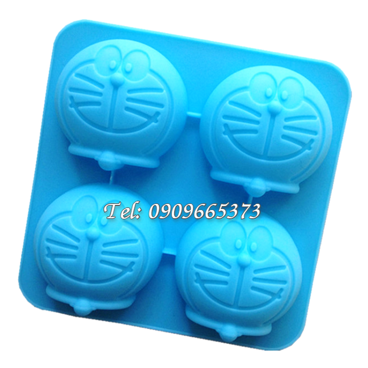 Khuôn silicon làm bánh, rau câu, socola, kẹo dẻo vĩ 4 hình Doremon – Mã số 1513