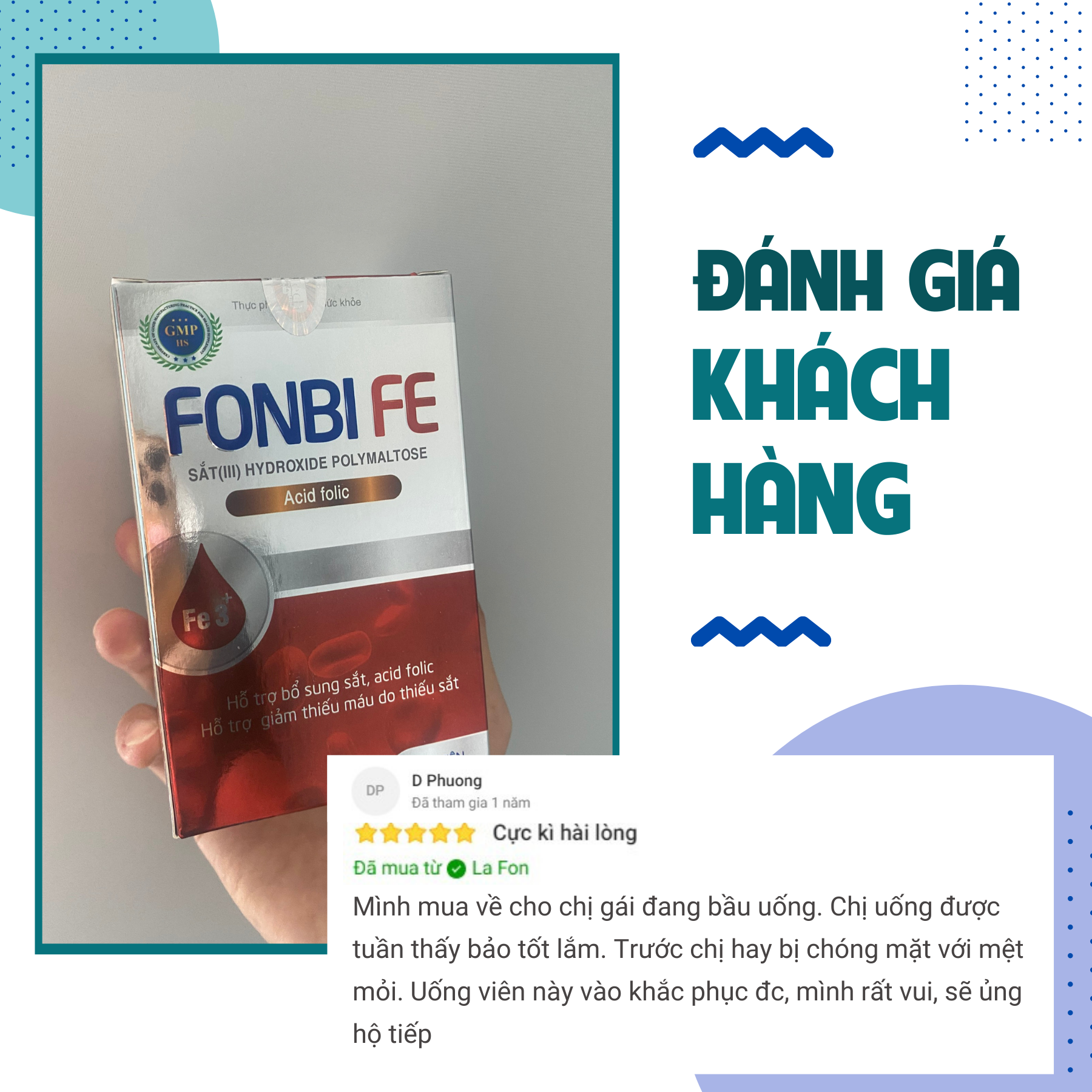 Viên uống bổ sung Sắt III, Acid folic, Vitamin B12 cho bà bầu, phụ nữ có thai và cho con bú không gây táo bón FONBIFE lọ 30 viên