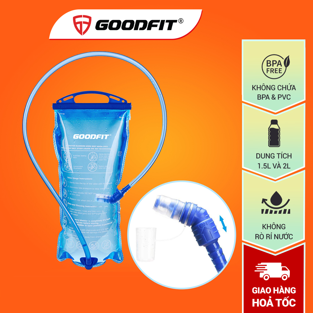 Bình nước thể thao, túi nước chạy bộ leo núi có vòi hút 1.5L 2L GoodFit GF04RA bình nước chạy bộ chất liệu TPU an toàn, siêu bền