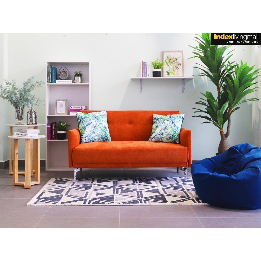 Ghế sofa đôi KURT khung gỗ và chân thép, đệm bọc vải cao cấp màu cam nổi bật