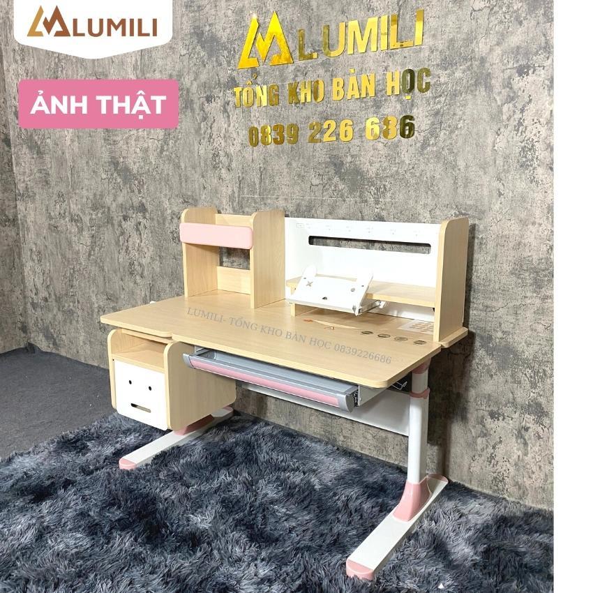 Bộ bàn học chống gù cao cấp LUMILI 303F bàn học thông minh kèm giá sách cho bé