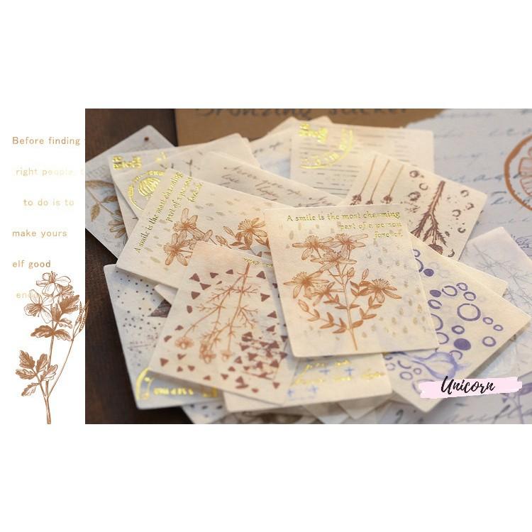 Set 40 sticker phong cách vintage - hình con tem bronzing sticker