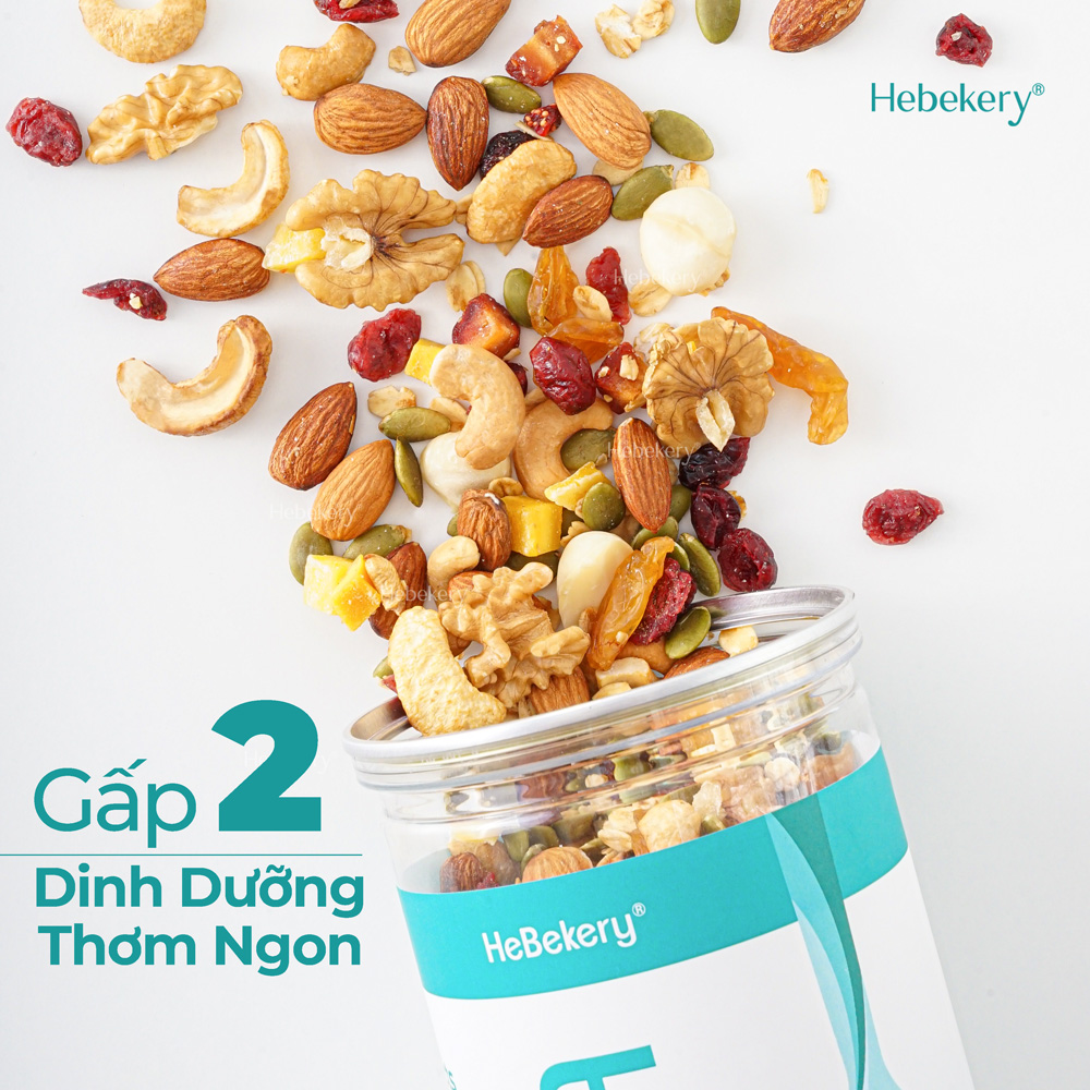 Combo 3 Hũ 500gr Granola Siêu Hạt 3 Vị - Ngũ Cốc Dinh Dưỡng HEBEKERY by HEBE