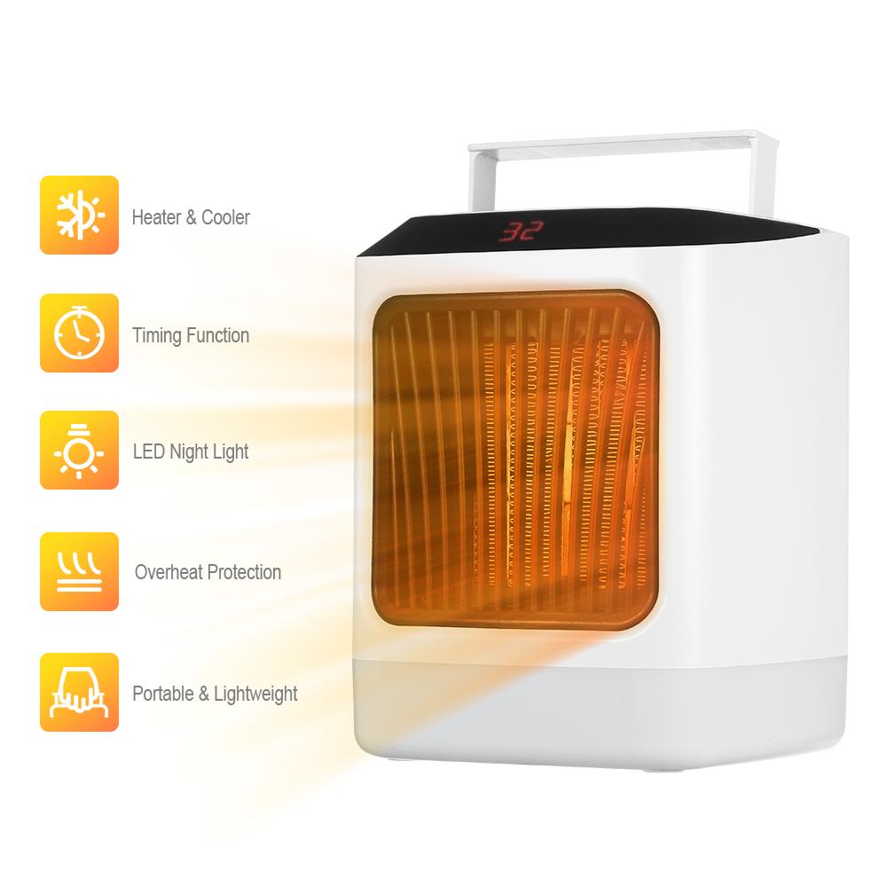 Máy sưởi điện di động hẹn giờ 2 tốc độ 7 màu ánh sáng, đèn LED ban đêm