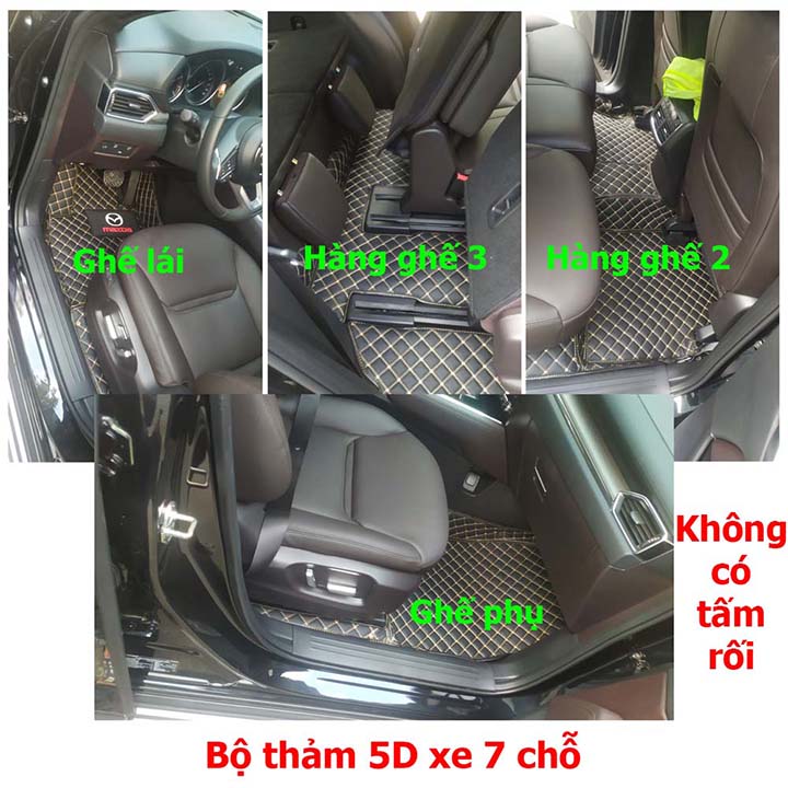 Thảm sàn 5D 6D cho xe 7 chỗ Chrysler không mùi, không thấm nước, phủ kín 90% sàn xe