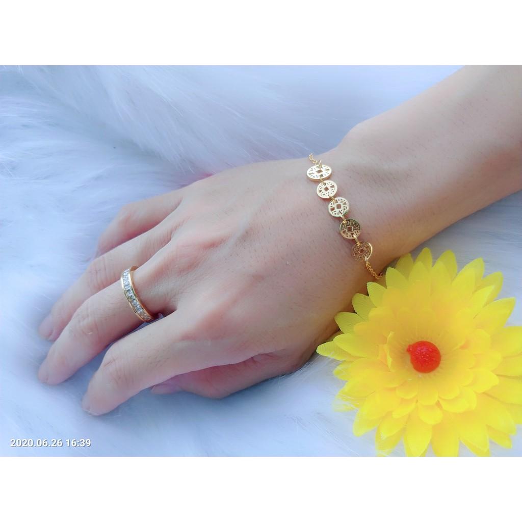 Lắc Tay Nữ Kim Tiền Titanium Cao Cấp-Dùng lâu dài không đen