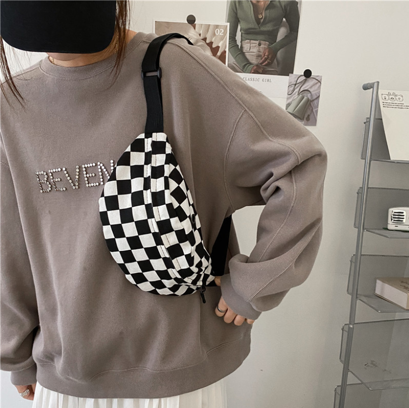 Túi đeo chéo bao tử đeo ngực Caro Ulzzang đa năng thời trang checker board cho học sinh sinh viên giá rẻ