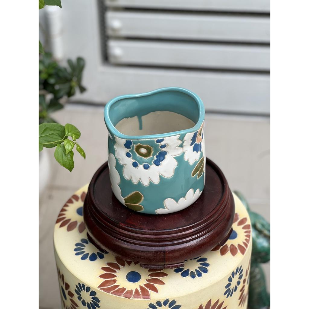 CHẬU TRỒNG CÂY GỐM SỨ THỦ CÔNG DÙNG TRANG TRÍ DECOR HÀNG XUẤT KHẨU