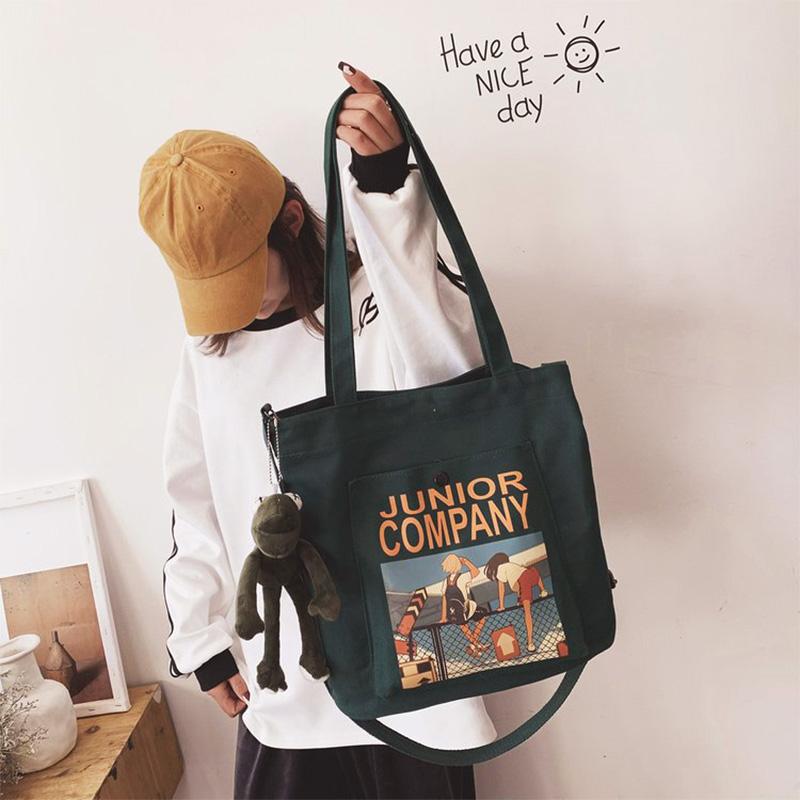 2021 Túi Đựng Shop Có Hình In Vai Túi Tote Nữ Nữ Túi Xách Tay Nữ Nữ Cổ Du Lịch Schoolbag Ví Túi Đeo Chéo