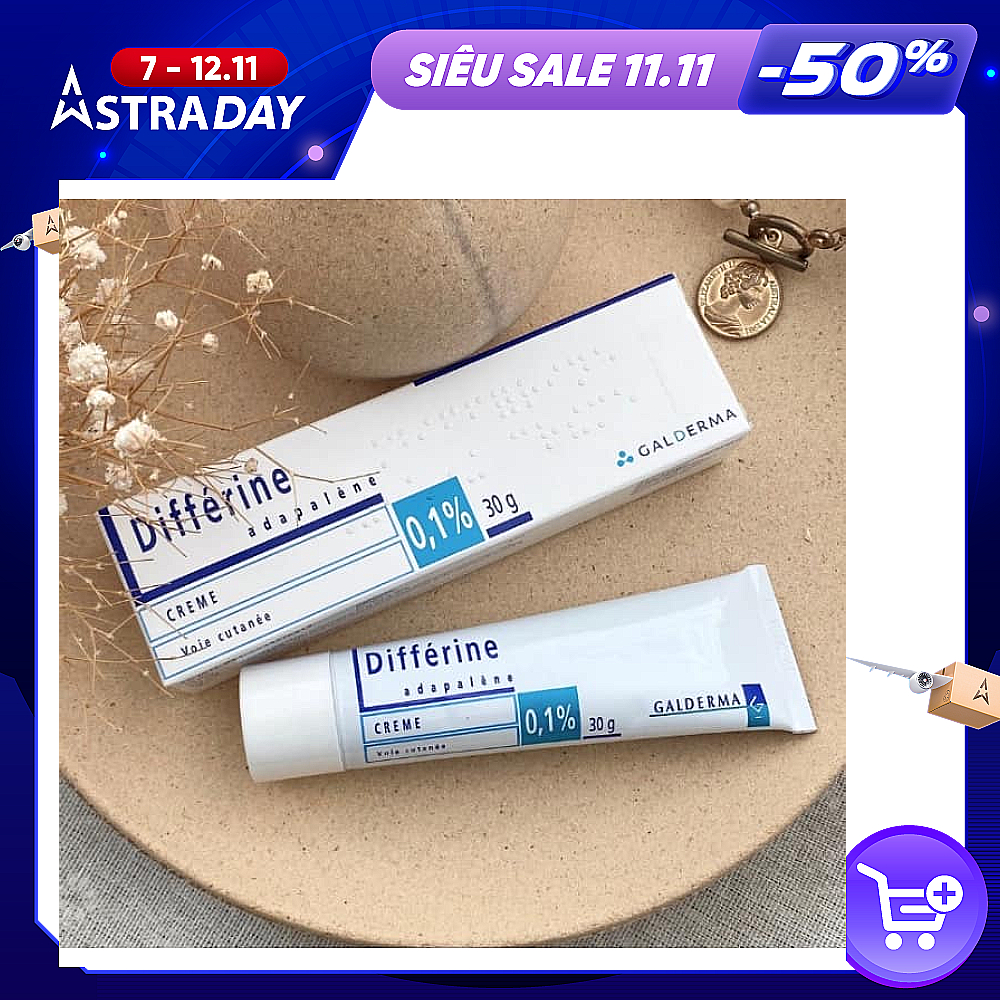 Kem hỗ trợ giảm mụn Differin Cream 0.1% Adapalene tuýp 30 gram(Hàng nội địa Pháp)