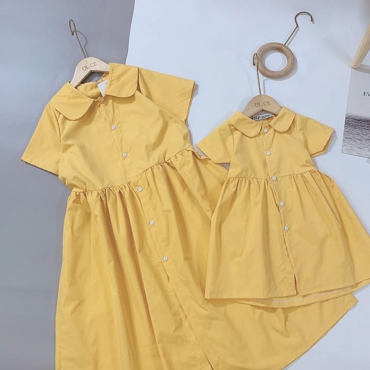 Váy suông vàng cho mẹ và bé DN395
