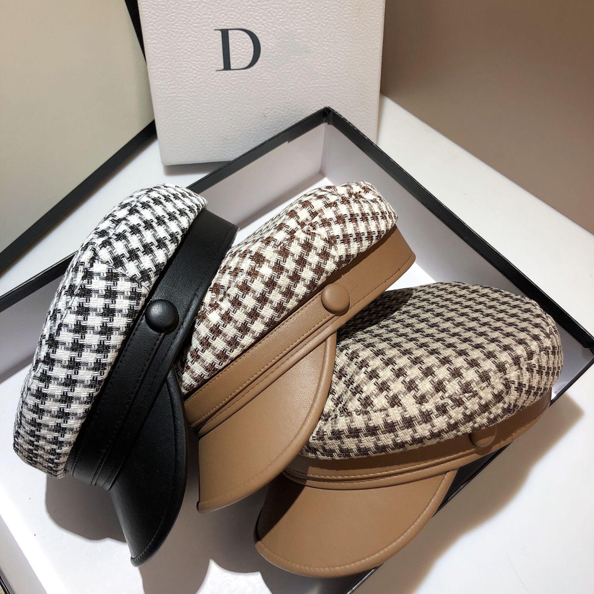 Nước TẤN-Swhbias Hình Bát Giác Bộ Đội Nữ Kẻ Sọc Da Tấm Che Chống Newsboy Cap 2021 Mới Vintage Mùa Thu Đông Mũ Nồi Nữ Xinh Xắn