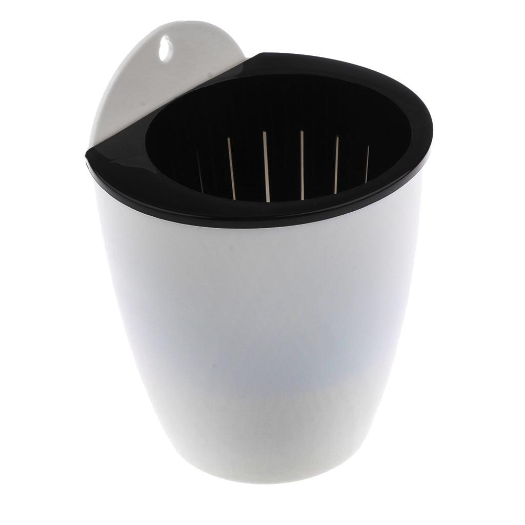 2pcs Garden Self Watering Plant Flower Pot Wall Hanging Planter L white