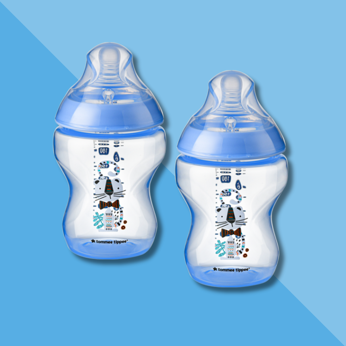 Bình Sữa Ty Siêu Mềm Tự Nhiên Tommee Tippee Closer To Nature 260ml, Núm Ty Đi Kèm 3-6 Tháng – Xanh Dương (Bình Đôi)