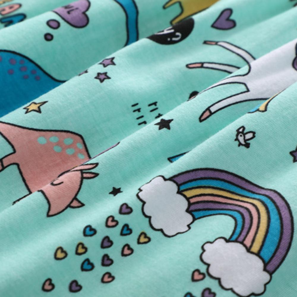 Bé Gái Mùa Hè Khủng Long Kỳ Lân Trẻ Em Nữ Tay Ngắn Áo Bé Gái Cotton Đầm Sinh Nhật Quần Áo 2-7 năm