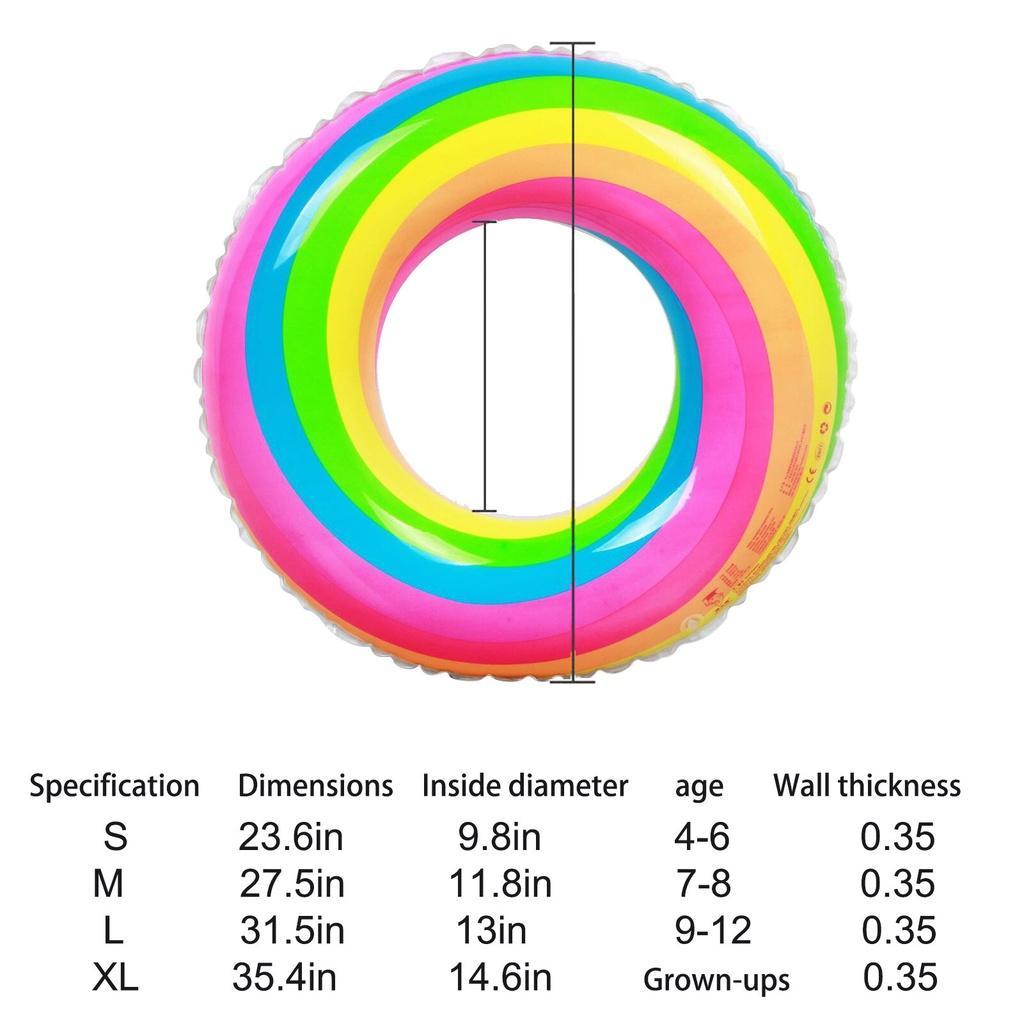 New Rainbow Inflatable Swimming Ring Swim Float Summer Beach Water Fun Pool Toys For Adults Children Kids S, M, L, XL