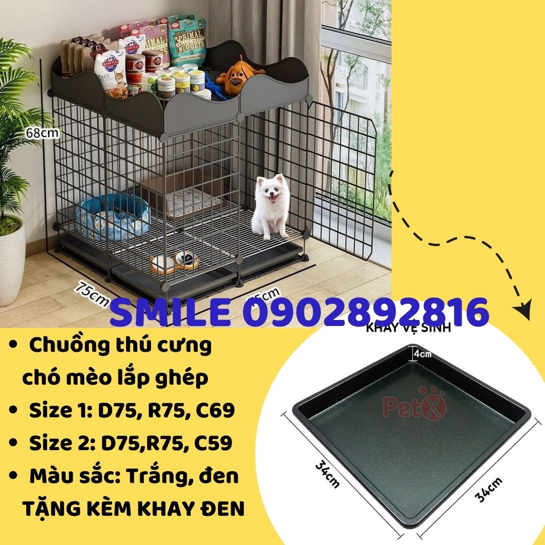 [FREESHIP] MẪU CHUỒNG, LỒNG, NHÀ LẮP GHÉP LƯỚI THÉP DÀNH CHO THÚ CƯNG CHÓ MÈO (TẶNG KÈM KHAY ĐEN)