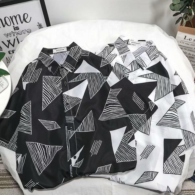 Áo sơ mi nam ngắn tay in họa tiết phong cách trẻ trung
