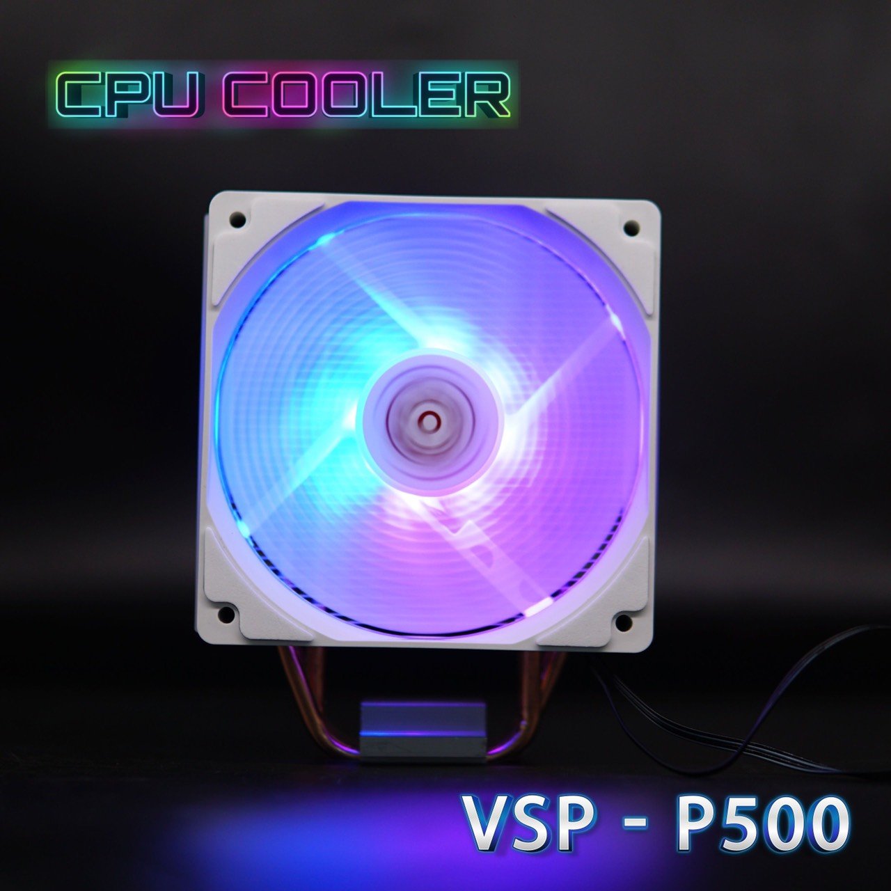 Hình ảnh Quạt tản nhiệt VSP Fan LED RGB P500 (Tản 4U, kích thước 12cm, màu Trắng) - Hàng chính hãng