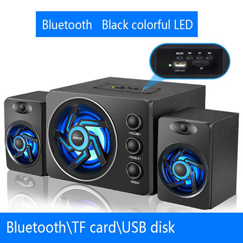 SADA D-219 Bluetooth \ TF \ usb Chức năng 2.1 Hệ thống loa máy tính với đèn LED đầy màu sắc và loa siêu trầm được cấp nguồn Color: White colorful LED