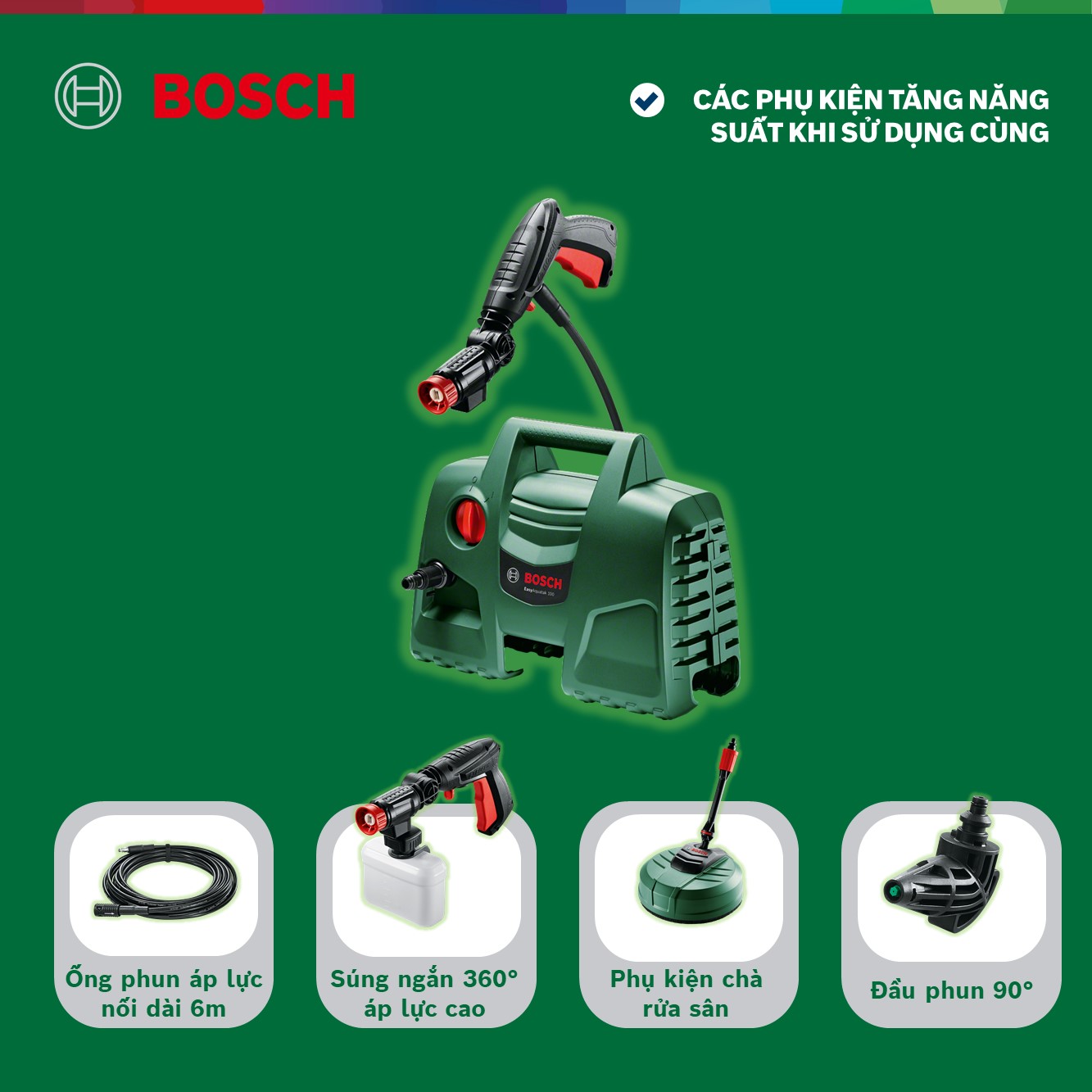 Máy phun xịt rửa áp lực cao Bosch Easy Aquatak 100 1200W - vòi phun xoay 360 độ
