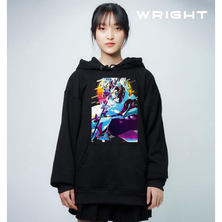 Áo hoodie anime kocho shinobu demon slayer Wright in họa tiết hoạt hình oversize unisex