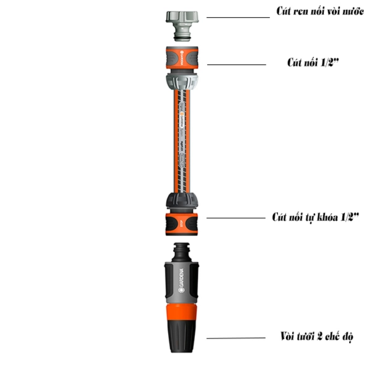 Bộ Vòi Xịt Tưới Cây GARDENA 4648-20, Dài 10m, Co Giãn Được, Nhập Đức