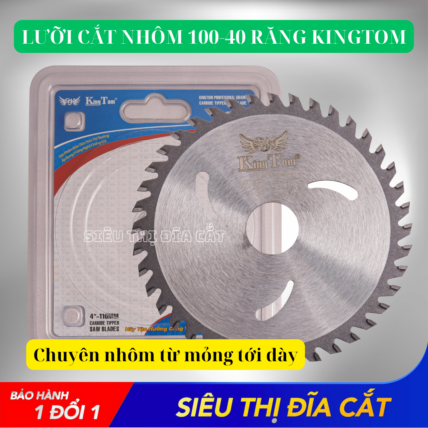 Lưỡi Cắt Nhôm Cao Cấp KINGTOM 100-40 Răng - Cắt Nhôm Siêu Mịn