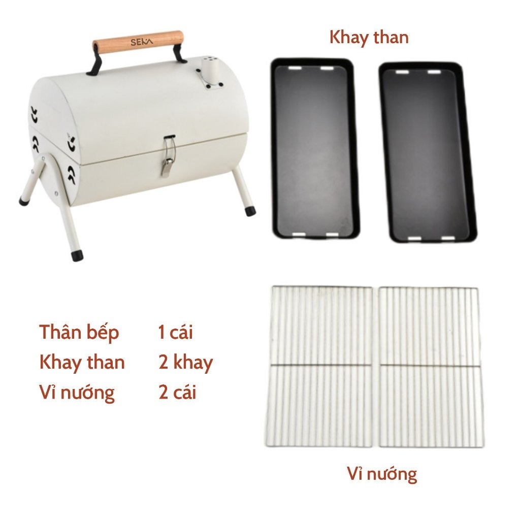 Bếp Nướng Than Hoa Seka SK3640 Cao Cấp Kèm Vỉ Nướng, Lò Nướng Đa Năng Gấp Gọn Mang Đi Du Lịch, Dã Ngoại  - hàng chính hãng