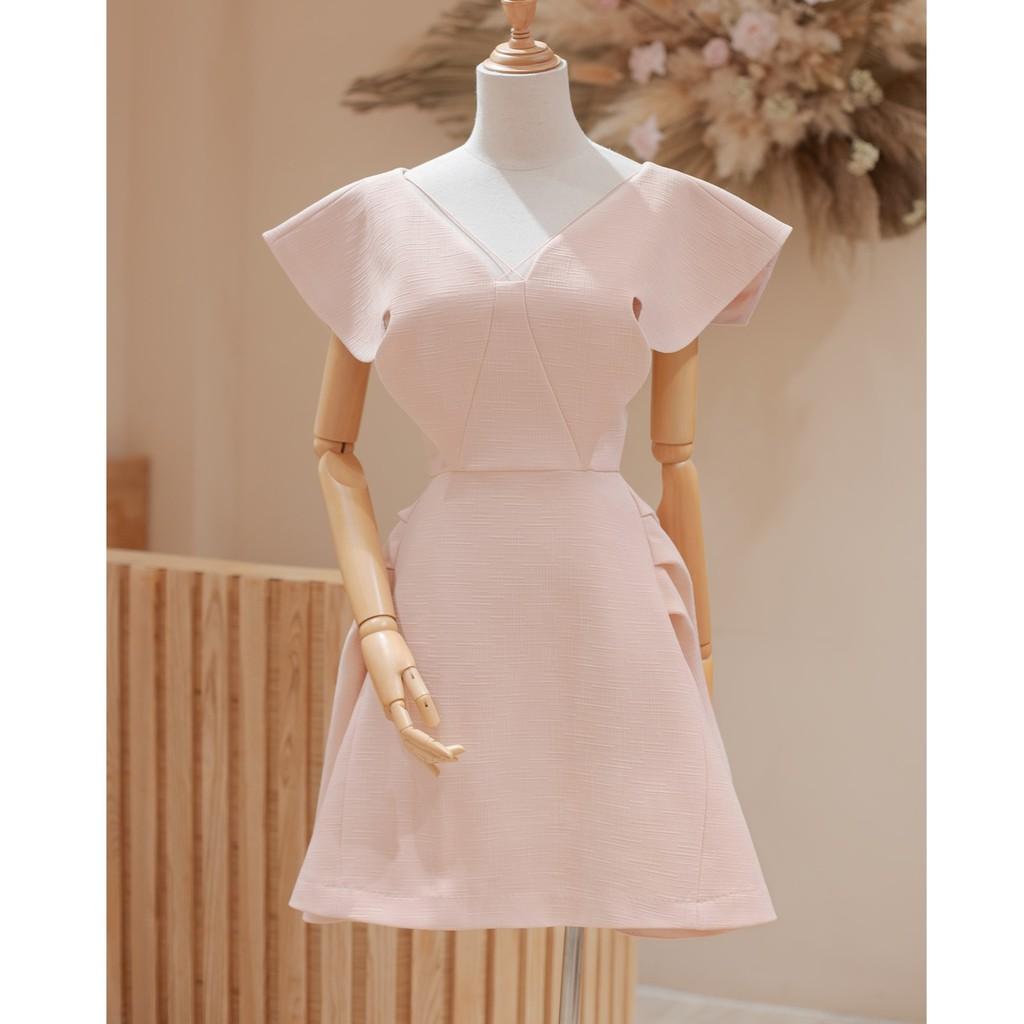 Đầm Tweed đi dự tiệc sang trọng thiết kế dáng xòe (Sản phẩm không kèm phụ kiện cài áo