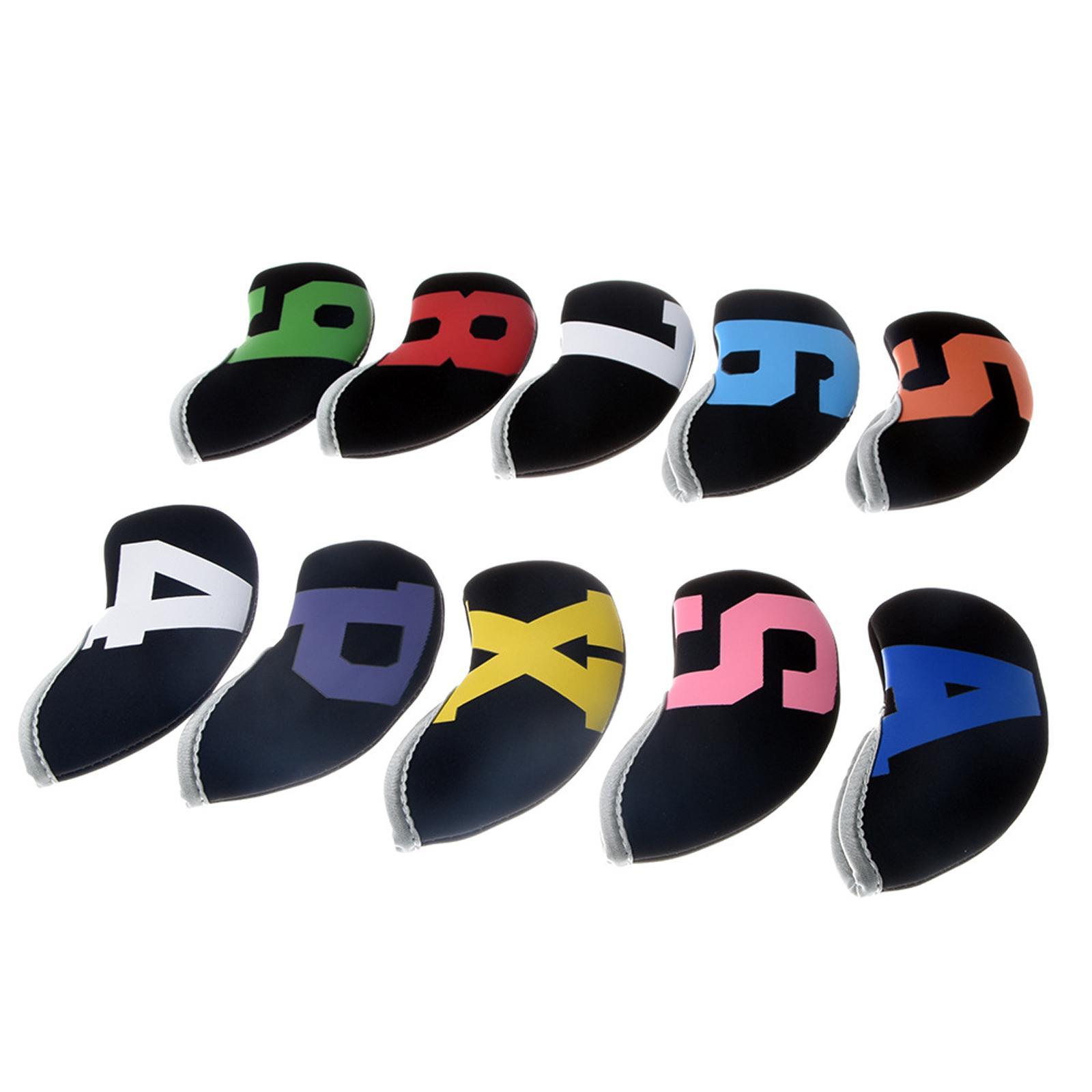 10pcs Set Golf Iron Club Head Cover Sports Accessories Wedges Covers with Number Ball Rod Head Protective Case