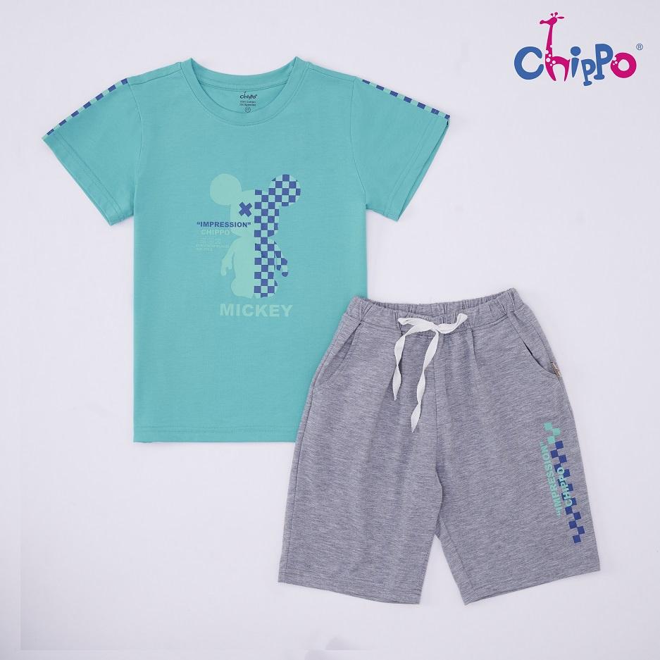 Set bộ hè Mickey Chippo chất liệu 100% Cotton mặc ở nhà cho bé Trai từ 6 đến 10 Tuổi (22-33Kg)