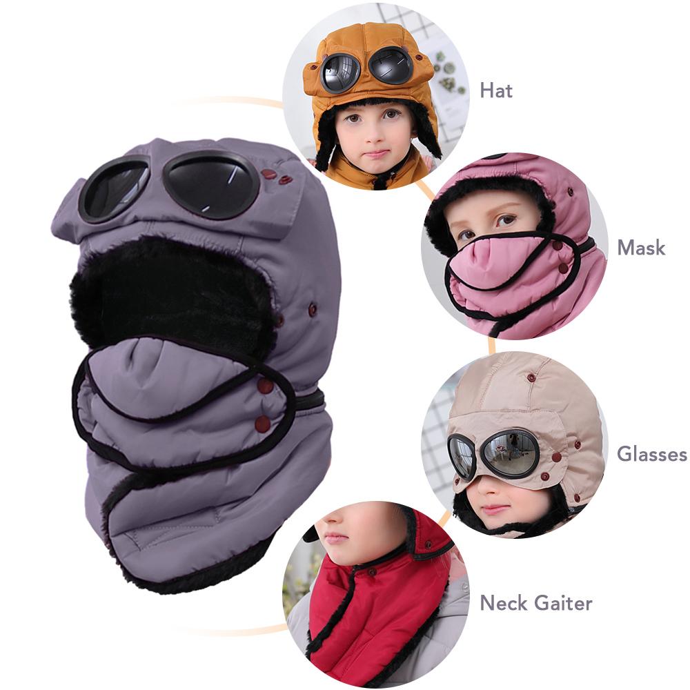 Trẻ Em Mùa Đông Balo Chống Gió Ấm Mũ Bé Trai Bé Gái Người Đánh Bẫy Nón Che Mặt Ushanka Nón Trượt Tuyết Cyling Máy Bay Ném Bom Mũ Trẻ Em