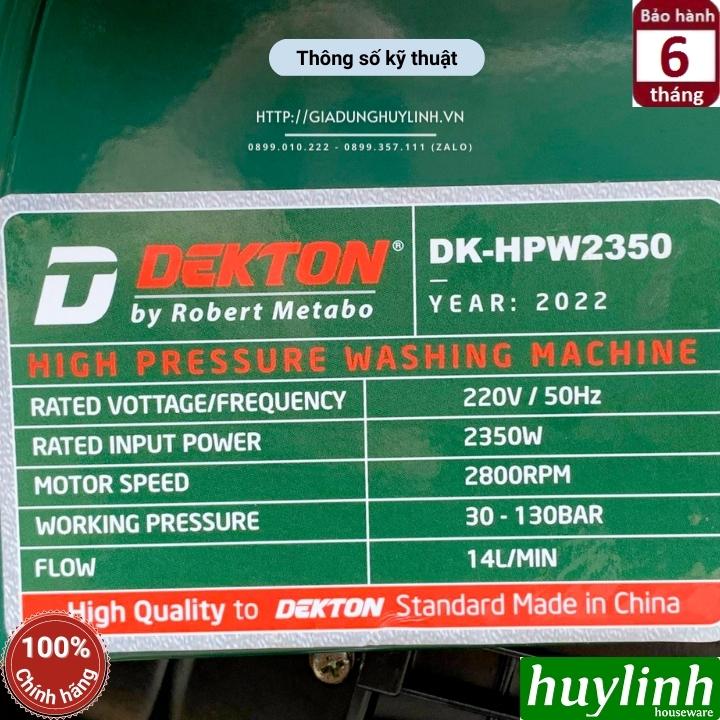 Máy xịt rửa xe chỉnh áp Dekton DK-HPW2350 - công suất 2350W - Kèm bình phun bọt 1 lít và 4 béc phun - Hàng chính hãng